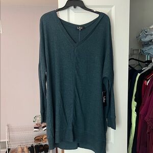 Lulu's Deep Teal V-Neck Sweatshirt